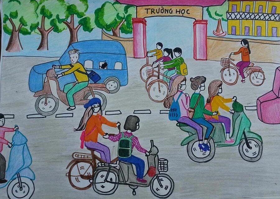Vẽ tranh đề tài an toàn giao thông đơn giản và ý nghĩa